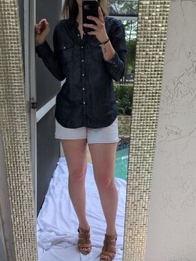 ekattire Dark Wash Denim Button-Down Shirt